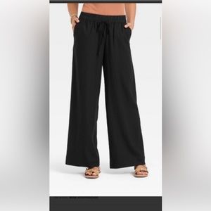 A New Day Black Linen Wide Leg Pants